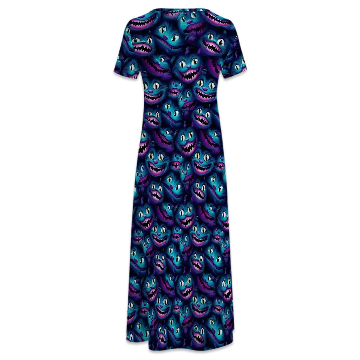 Cheshire Cat Crew Neck Short Sleeve Maxi Dress