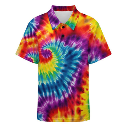 9 Tie Dye Designs, Kids Button Down Polo Shirt