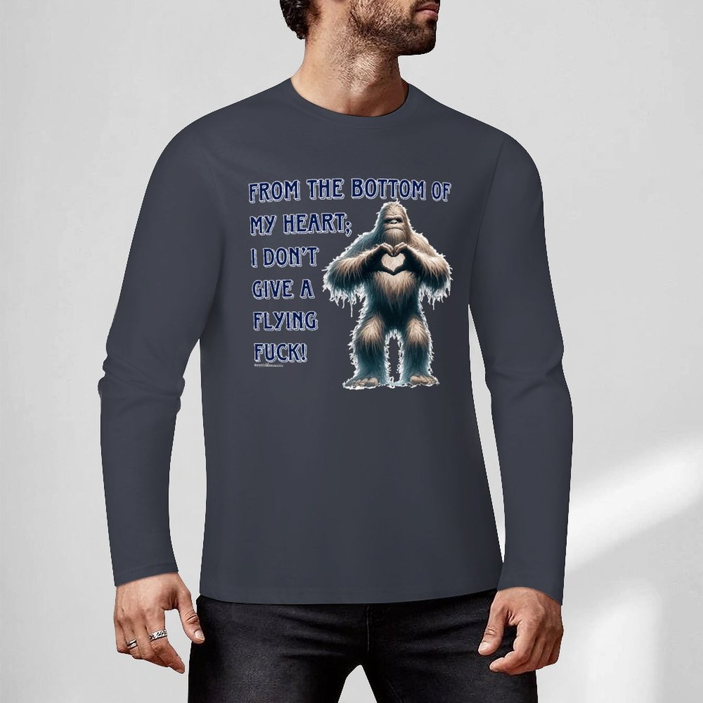 Bigfoot / Sasquatch, "From the bottom of my heart...", Cotton Unisex Long Sleeve T-shirt