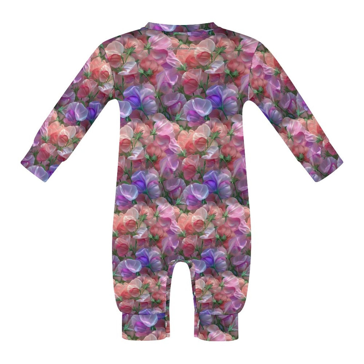 10 Flower Designs, Long Sleeve Baby / Toddler Romper, Faux Cotton