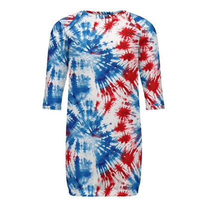 16 Tie Dye Designs, Baby Long Sleeve Faux Cotton Sleeper Gown