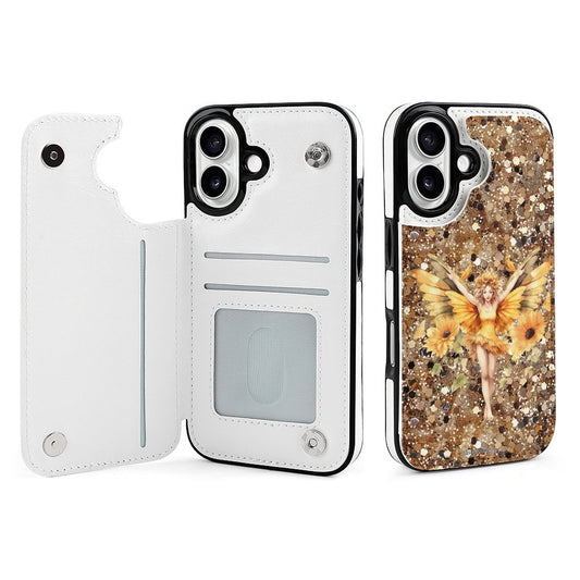Sunflower Fairy, iPhone 16 Faux Leather Wallet Case