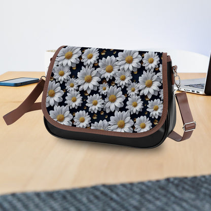 10 Flower Designs, Leather Shoulder Bag / Purse