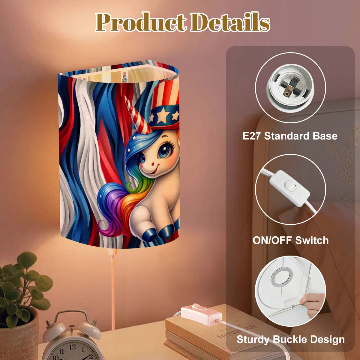 Patriot Unicorns, Wall Sconces, Set of 2, Plug In