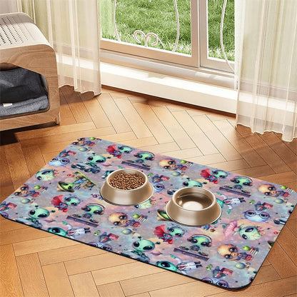 6 Alien Designs, Waterproof Pet Food Mat