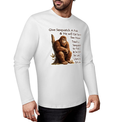 Bigfoot - Sasquatch "Give Sasquatch A Fish..",  Cotton Unisex Long Sleeve T-shirt