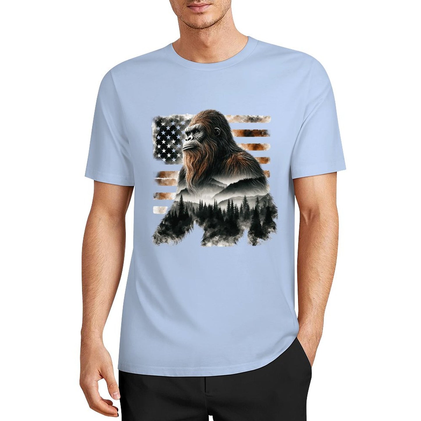Bigfoot - Sasquatch Scenery Cotton Unisex Long Sleeve T-shirt