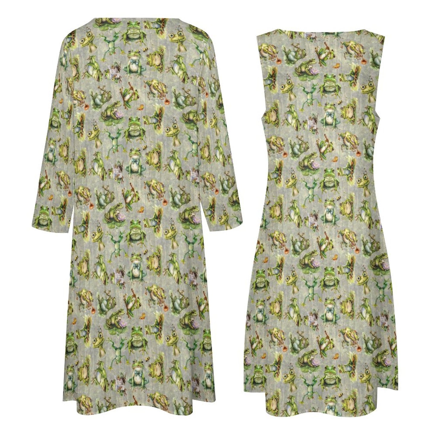 10 Animal Designs Women’s Long Dress with Cardigan