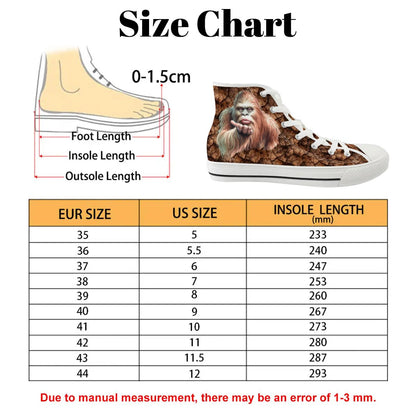 Female Bigfoot Sasquatch, Women's High Top Canvas Shoes