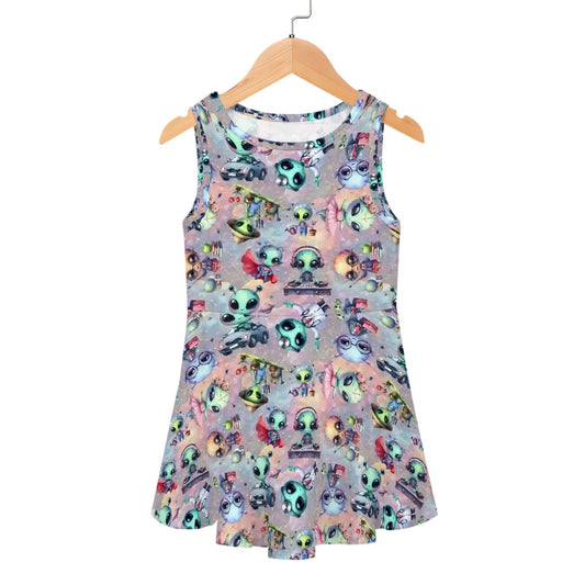 6 Alien Designs, Girl’s Sleeveless Dress