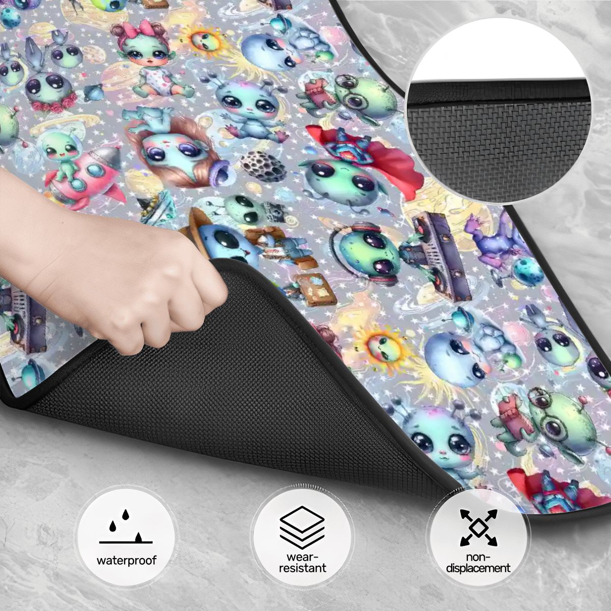 6 Alien Designs, 4 Piece Auto Floor Mats