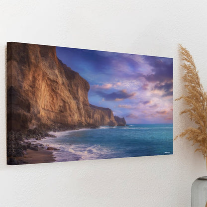 Cliff Purple Skies, Vintage Framed Canvas Art - 2 Sizes – Made in the USA