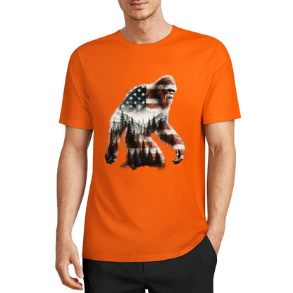Bigfoot - Sasquatch Flag Scenery Cotton Unisex Long Sleeve T-shirt