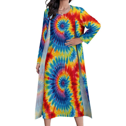 9 More Tie Dye Designs, Women’s Long Dress with Cardigan