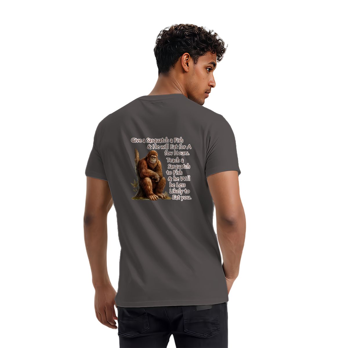 Sarcastic Sasquatch Short Sleeve 100% Cotton T-shirt- Double Sided