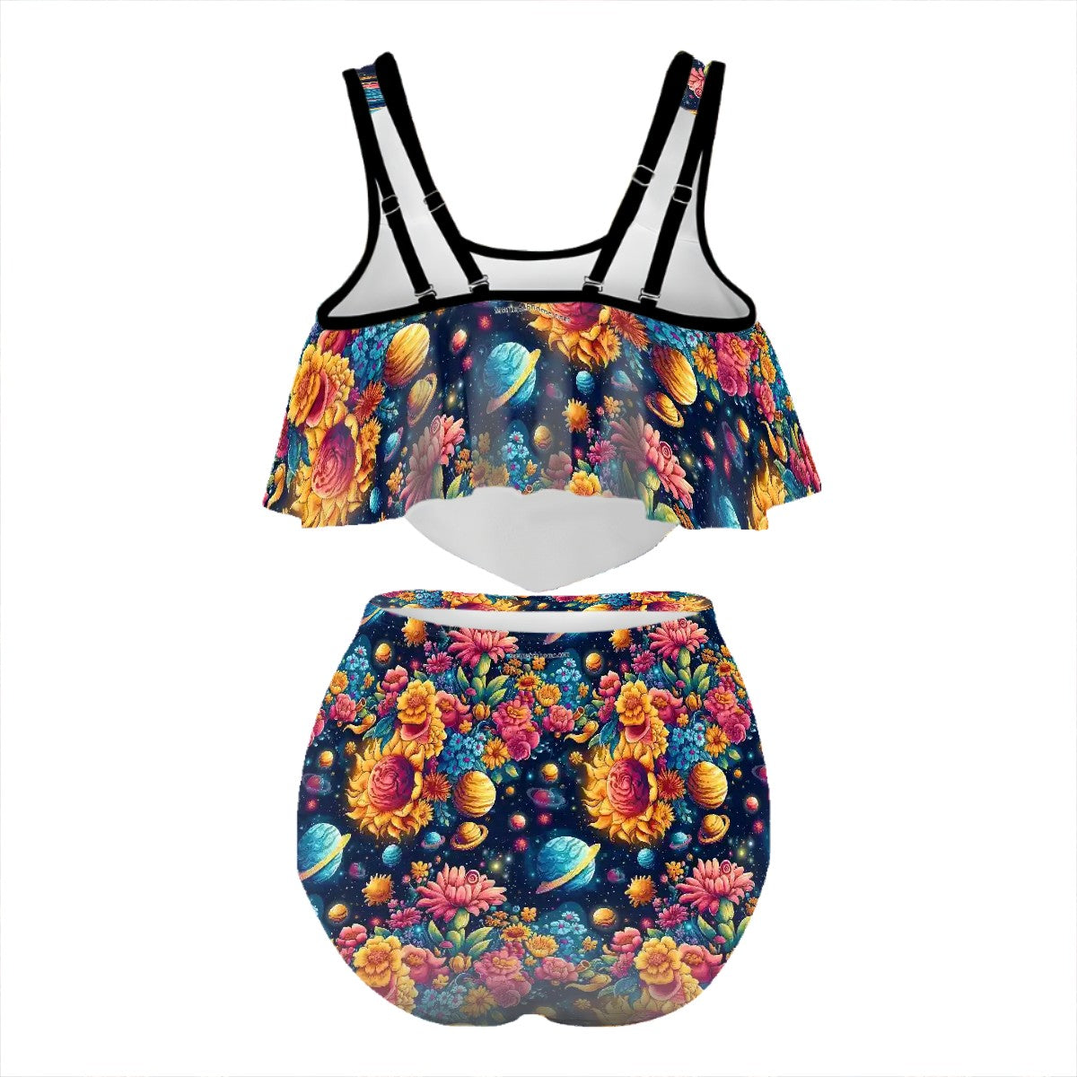 12 Galaxy / Outer Space Designs, Plus Size Ruffle Two Piece Swimsuit Customized Services