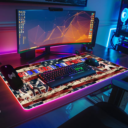 Donald Trump, "God Bless..", Wireless Charging Gaming Mouse Pads / Mat With Lights - 2 Sizes