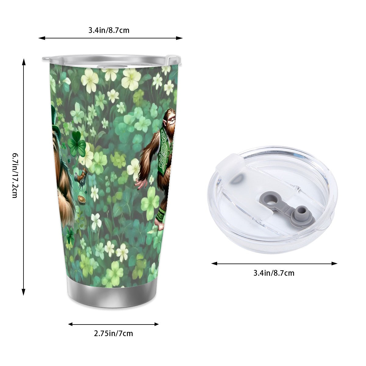 Sasquatch "Leprechaun", Themed 40 oz Travel Coffee Mug with a Straw