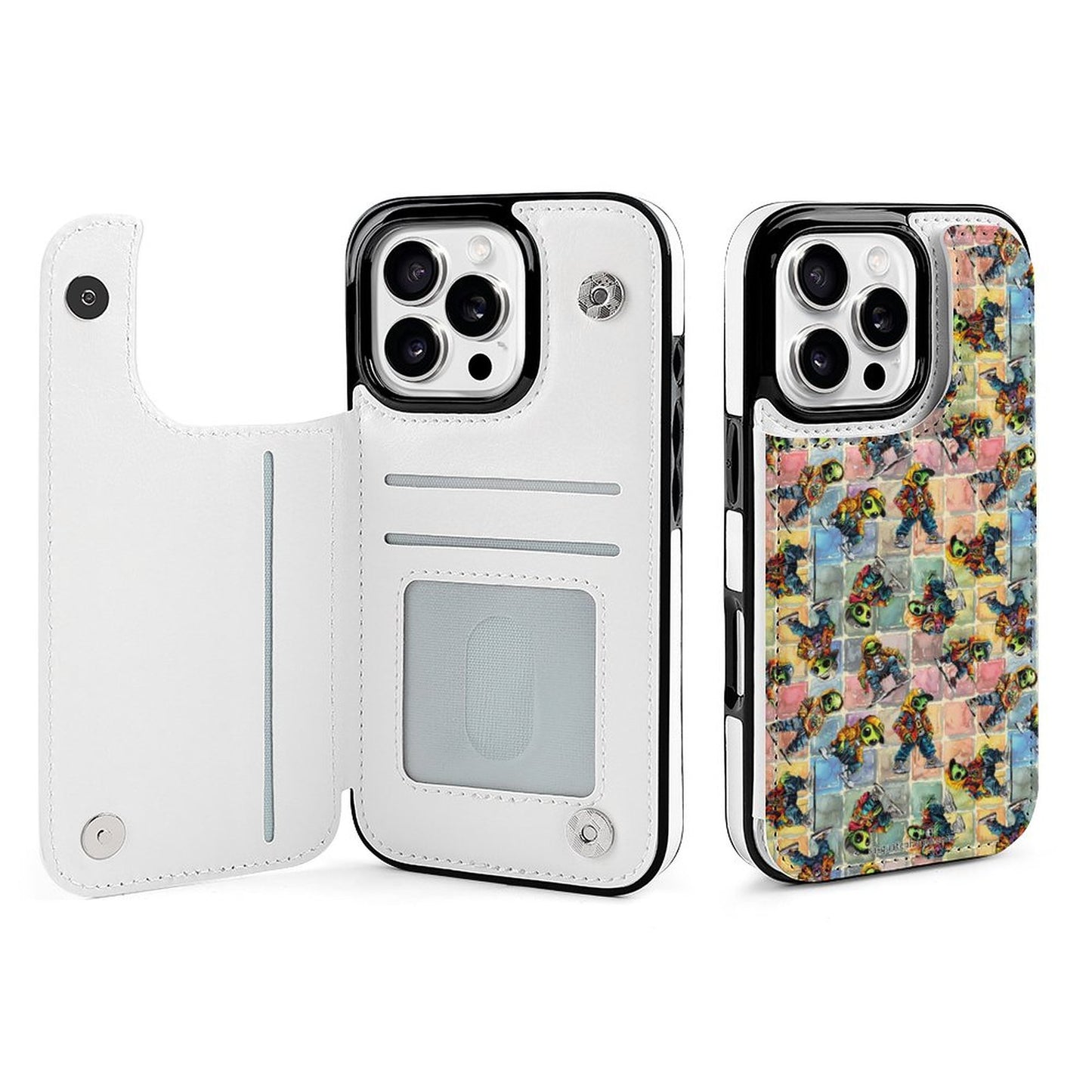 6 Alien Designs, iPhone 16 Faux Leather Wallet Case