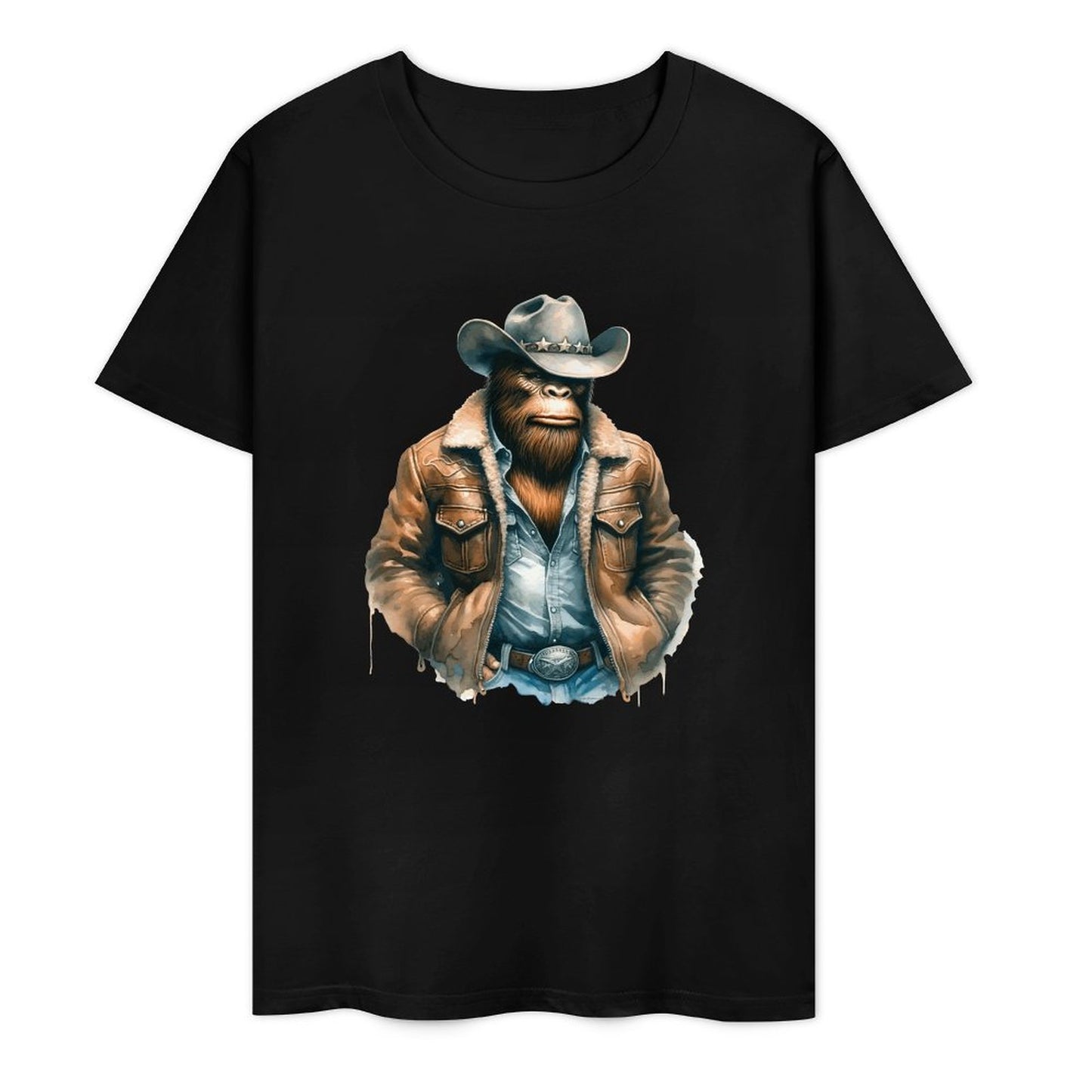 Bigfoot - Sasquatch Cowboy Short Sleeve Cotton T-Shirt
