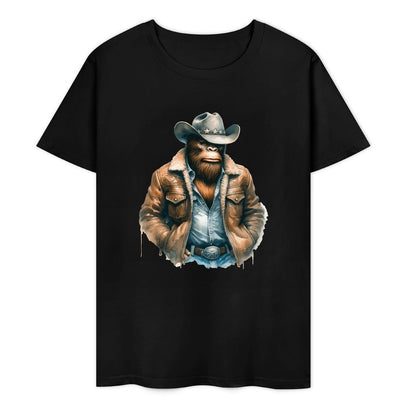 Bigfoot - Sasquatch Cowboy Short Sleeve Cotton T-Shirt
