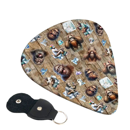Bigfoot / Sasquatch 6 Guitar Picks with Keychain Snap Pick Wallet
