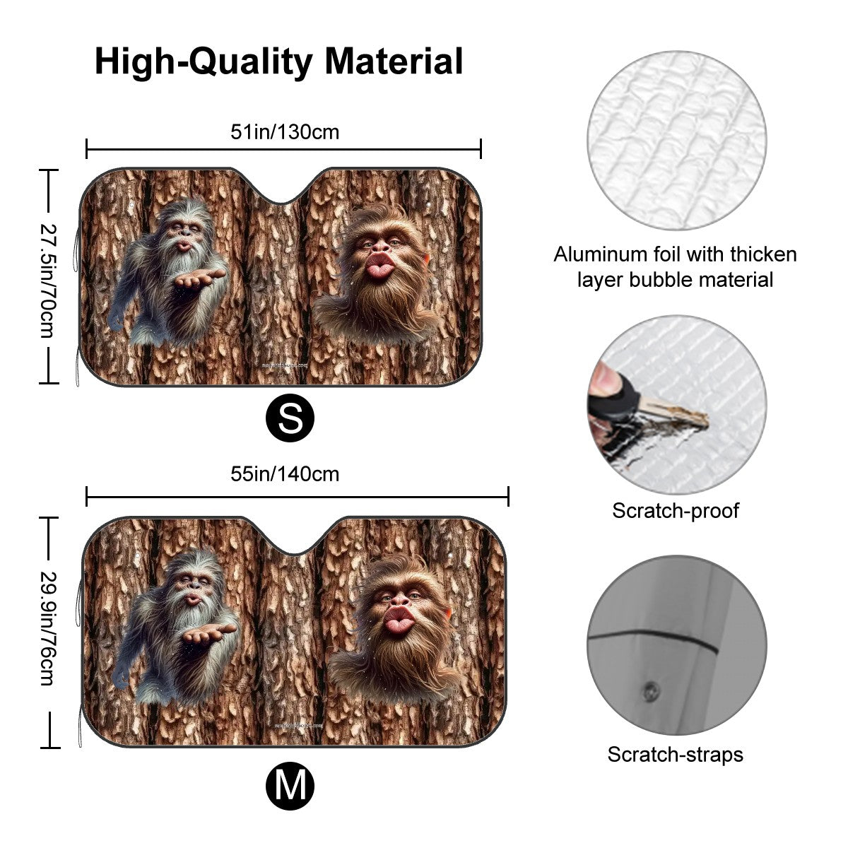 Bigfoot / Sasquatch Kisses, Auto Car Windshield Sun Shades