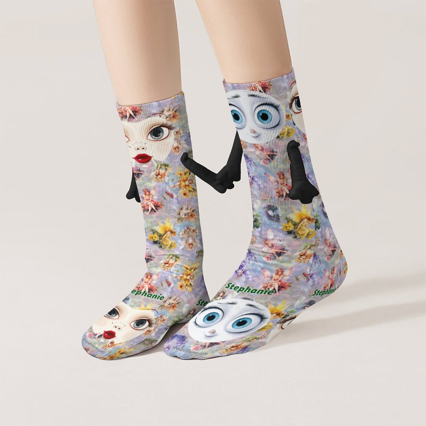 Girl Faces, Magnetic Holding Hands Funny Socks – PERSONALIZE FREE
