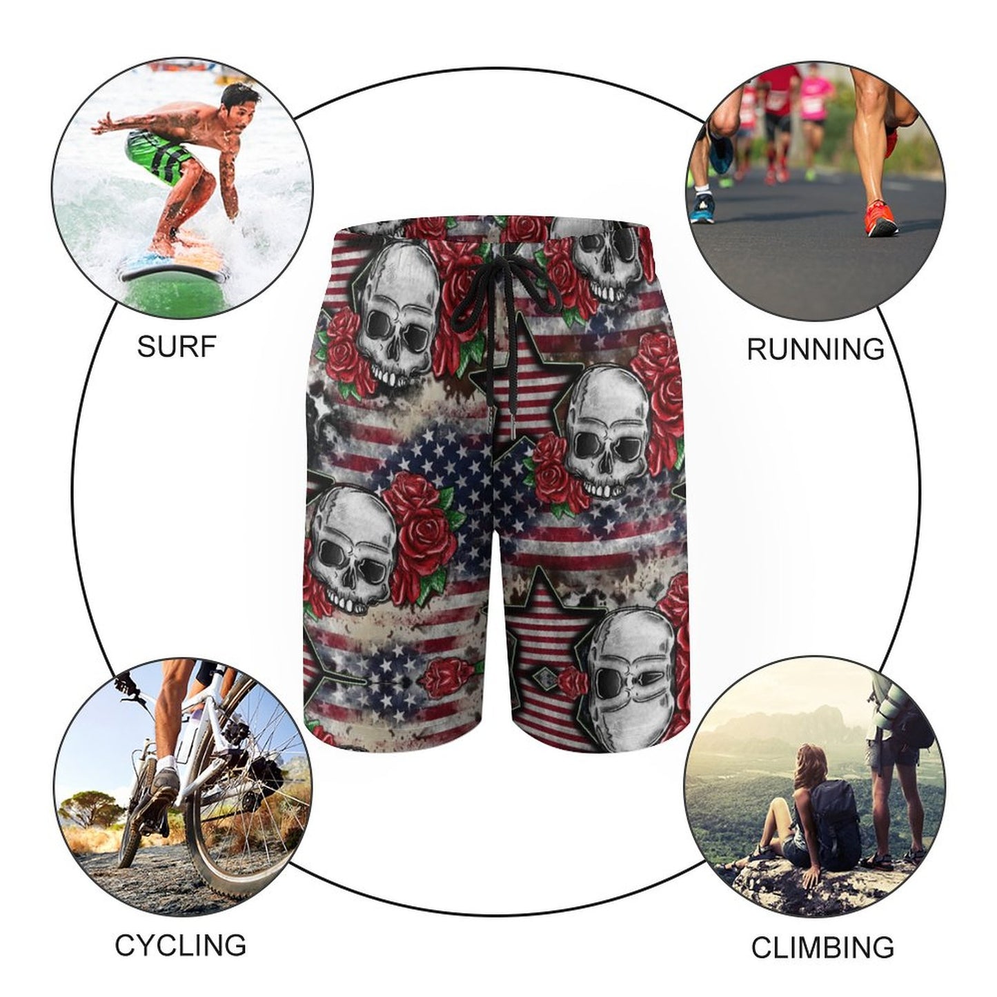 Skulls N Roses on Flags, Children’s Beach Pants, Swim Shorts