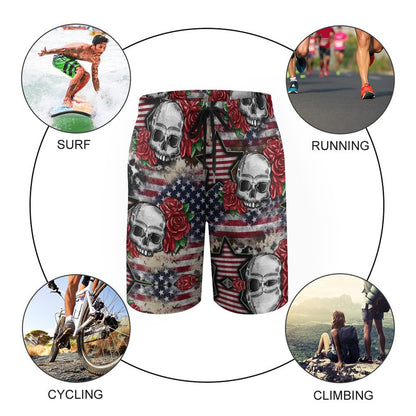 Skulls N Roses on Flags, Children’s Beach Pants, Swim Shorts