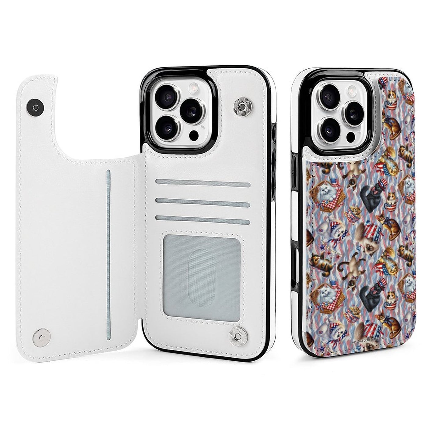 8 Patriot Designs, iPhone 16 Faux Leather Wallet Case
