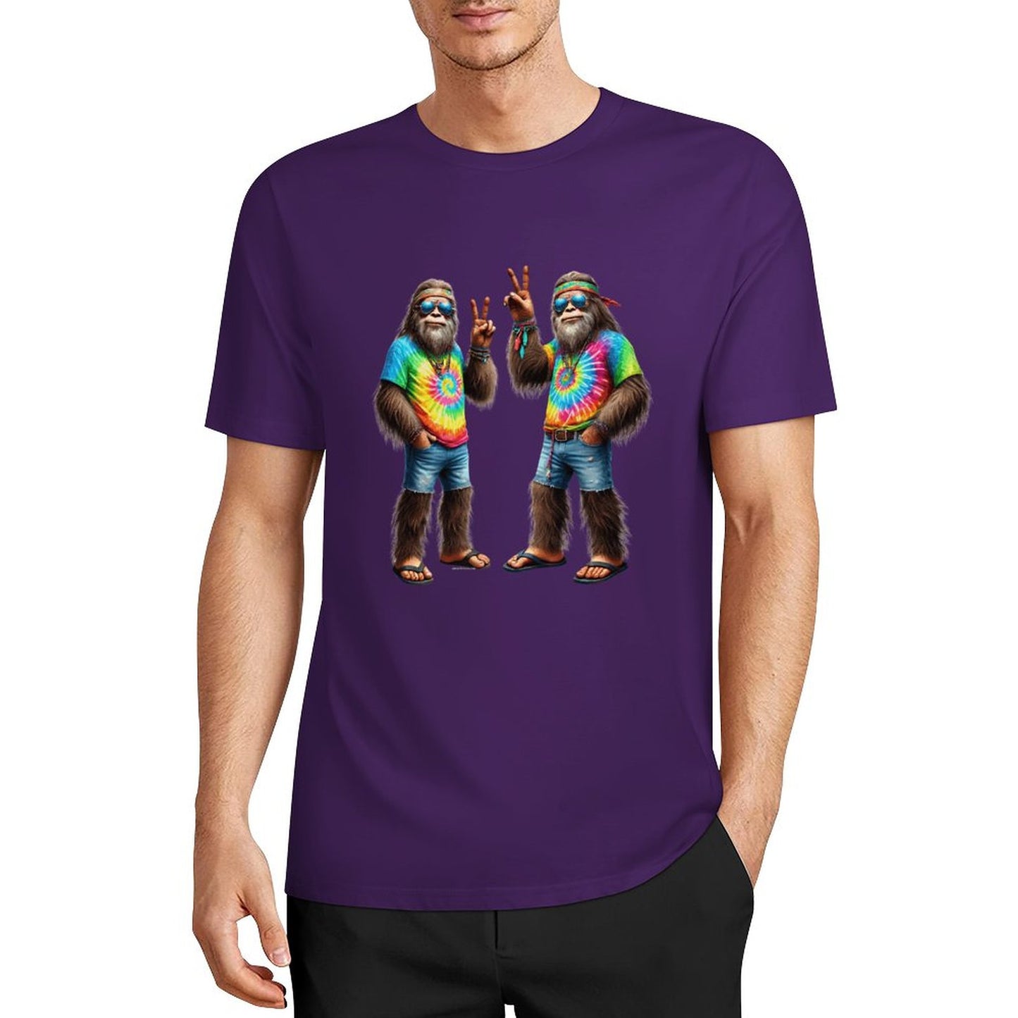 Bigfoot - Sasquatch Hippie Sasquatches Short Sleeve Cotton T-Shirt