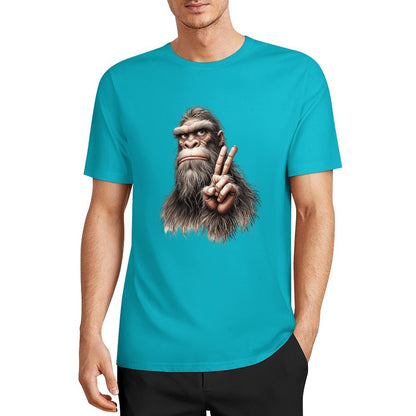 Bigfoot - Sasquatch Peace Hand Short Sleeve Cotton T-Shirt