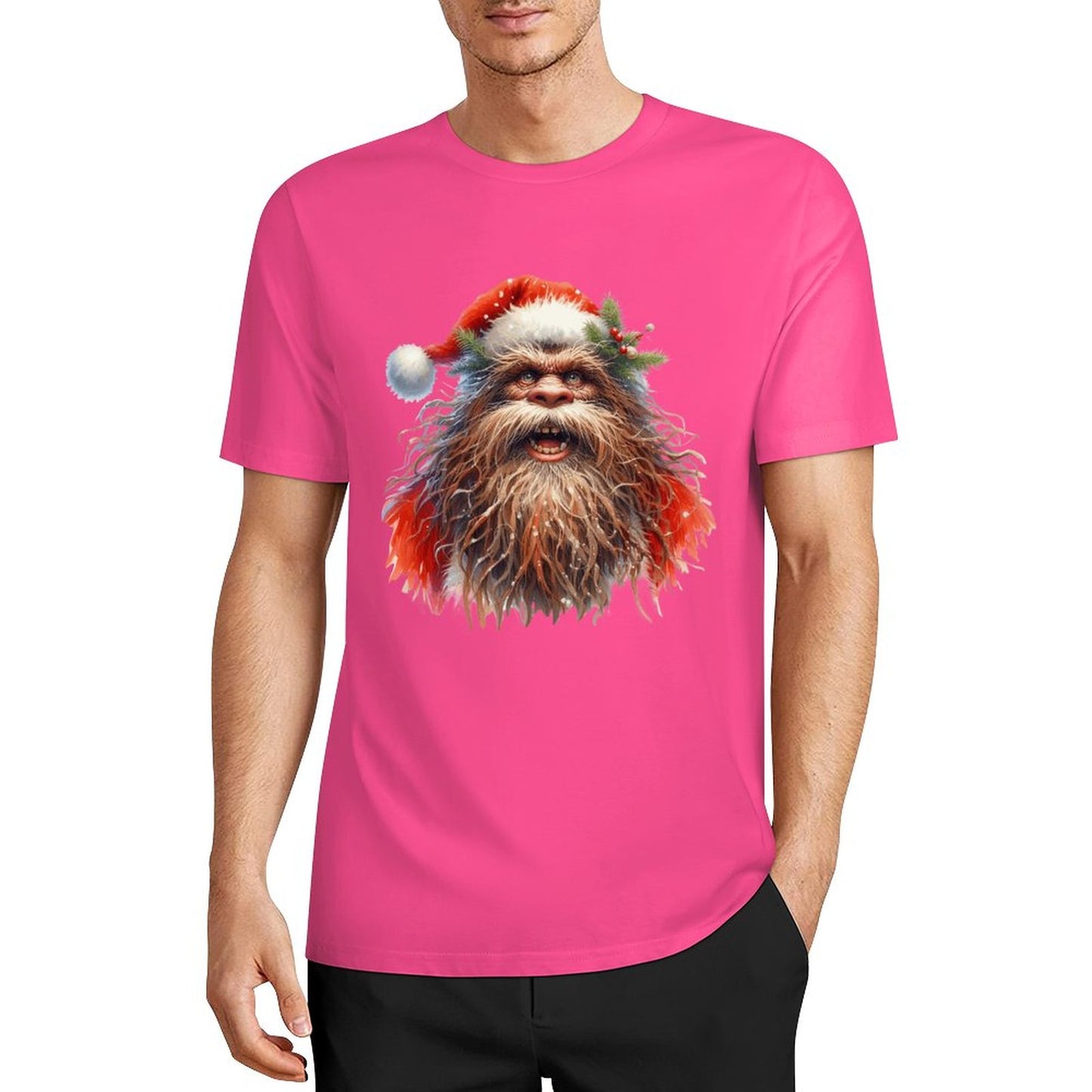 Bigfoot - Sasquatch Santa Short Sleeve Cotton T-Shirt