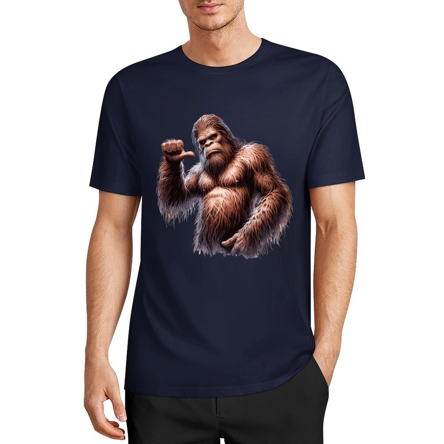 Bigfoot - Sasquatch Pointing at self Short Sleeve Cotton T-Shirt