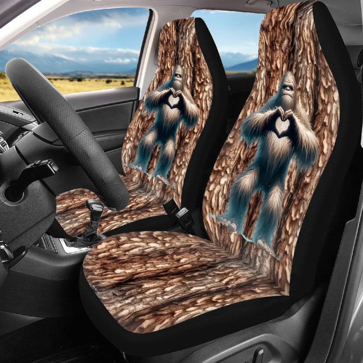 Sasquatch / Bigfoot Love, Car Seat Covers, Full 7 Piece Set