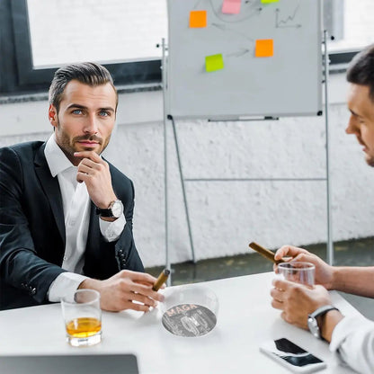 3 .3" Round, Lead Free Glass Ashtray - Donald Trump "MAGA: pic