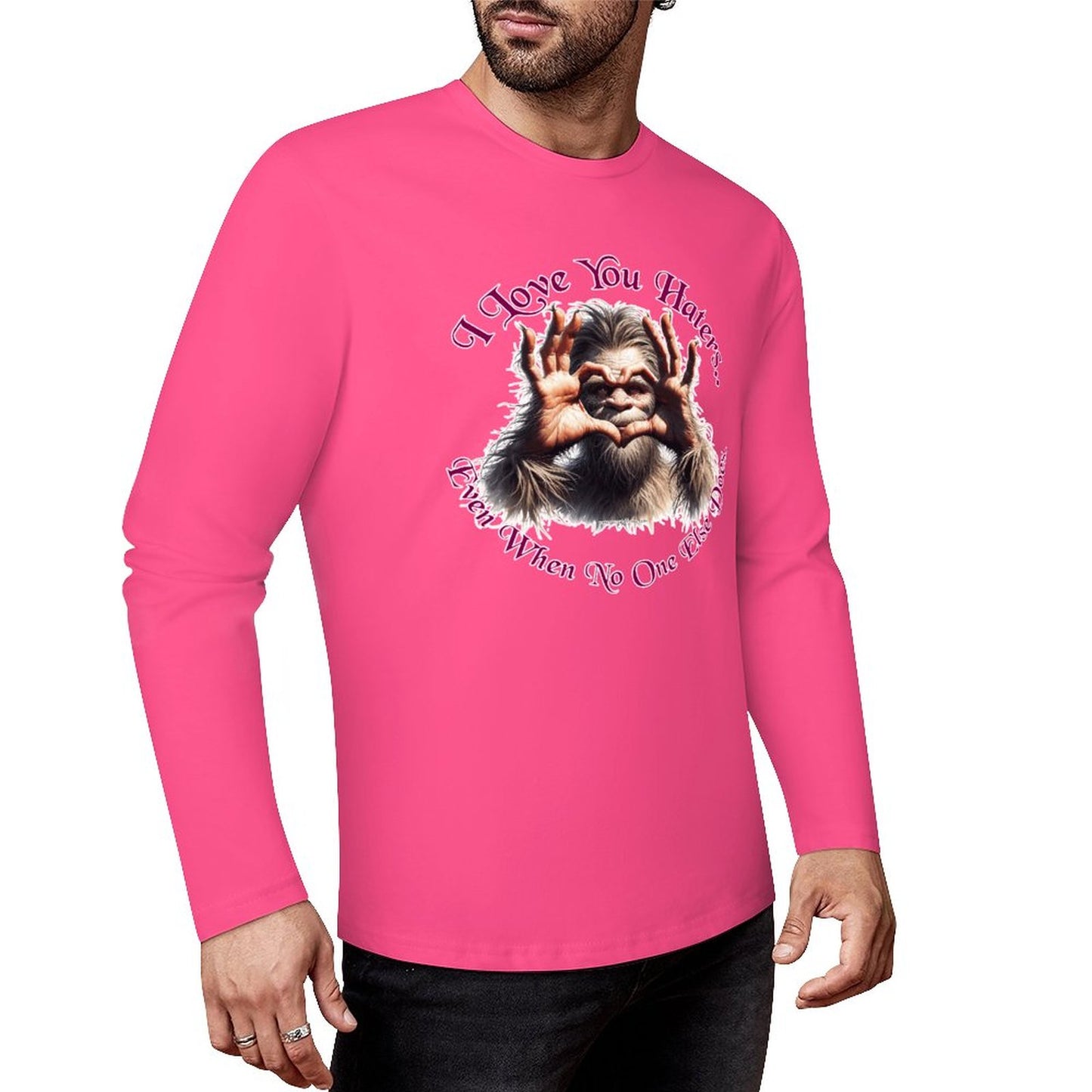 Bigfoot - Sasquatch "I love you.", Cotton Unisex Long Sleeve T-shirt