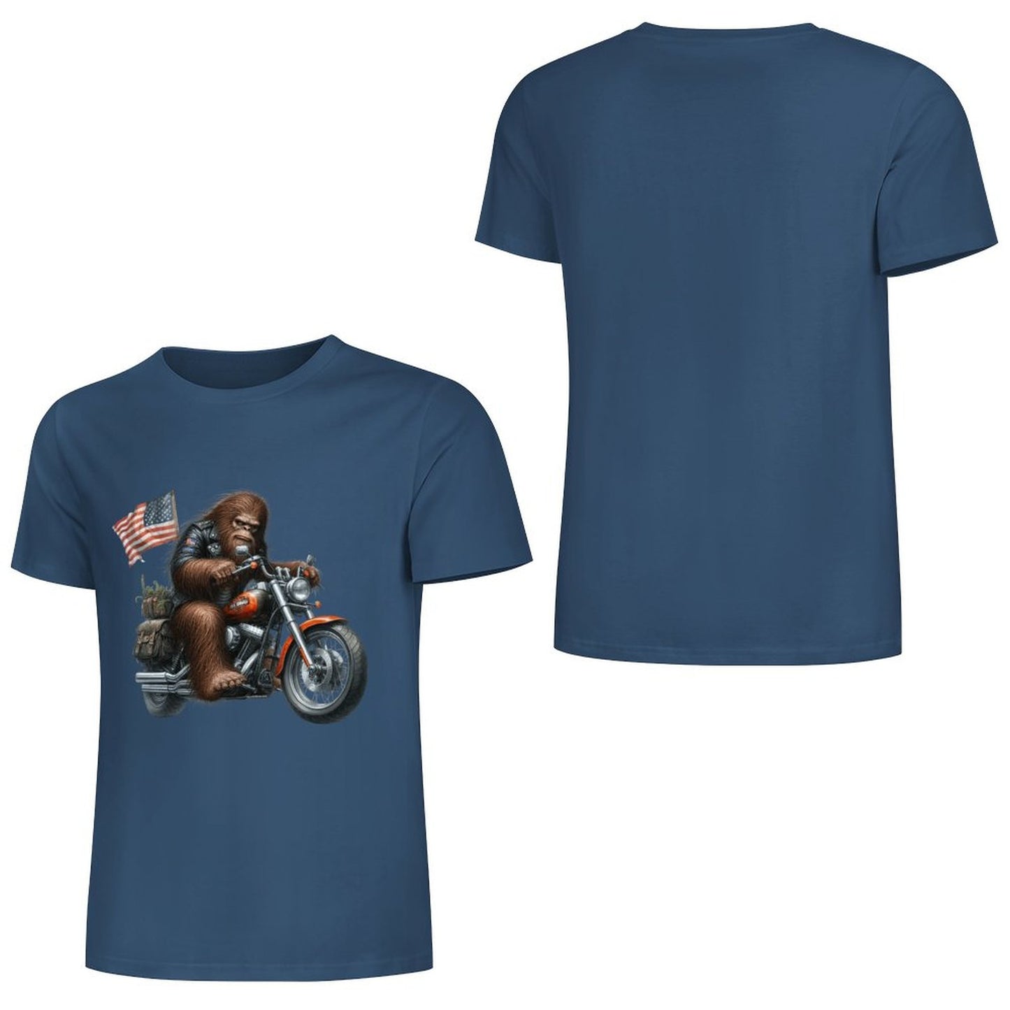 Bigfoot - Sasquatch on Motorcycle Short Sleeve Cotton T-Shirt