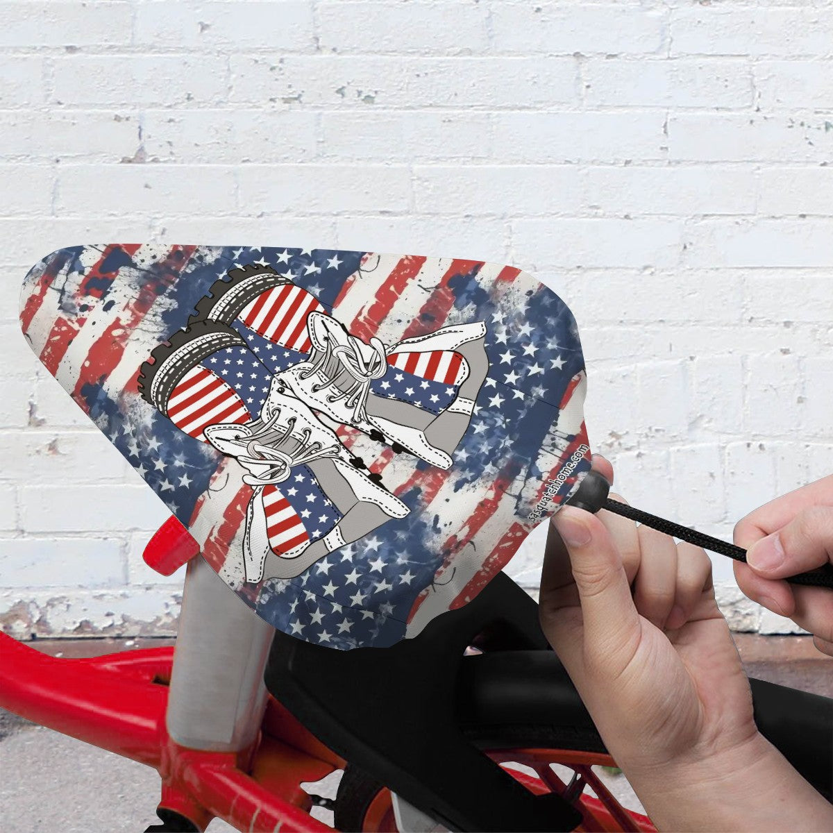 Military Boots on Flag, Waterproof Bike Seat Cover