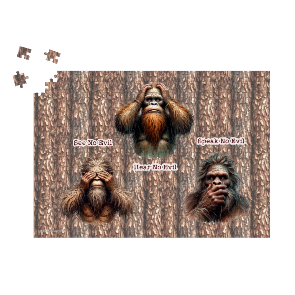 Bigfoot / Sasquatch, "See no evil..", Jigsaw Puzzles, 4 Sizes