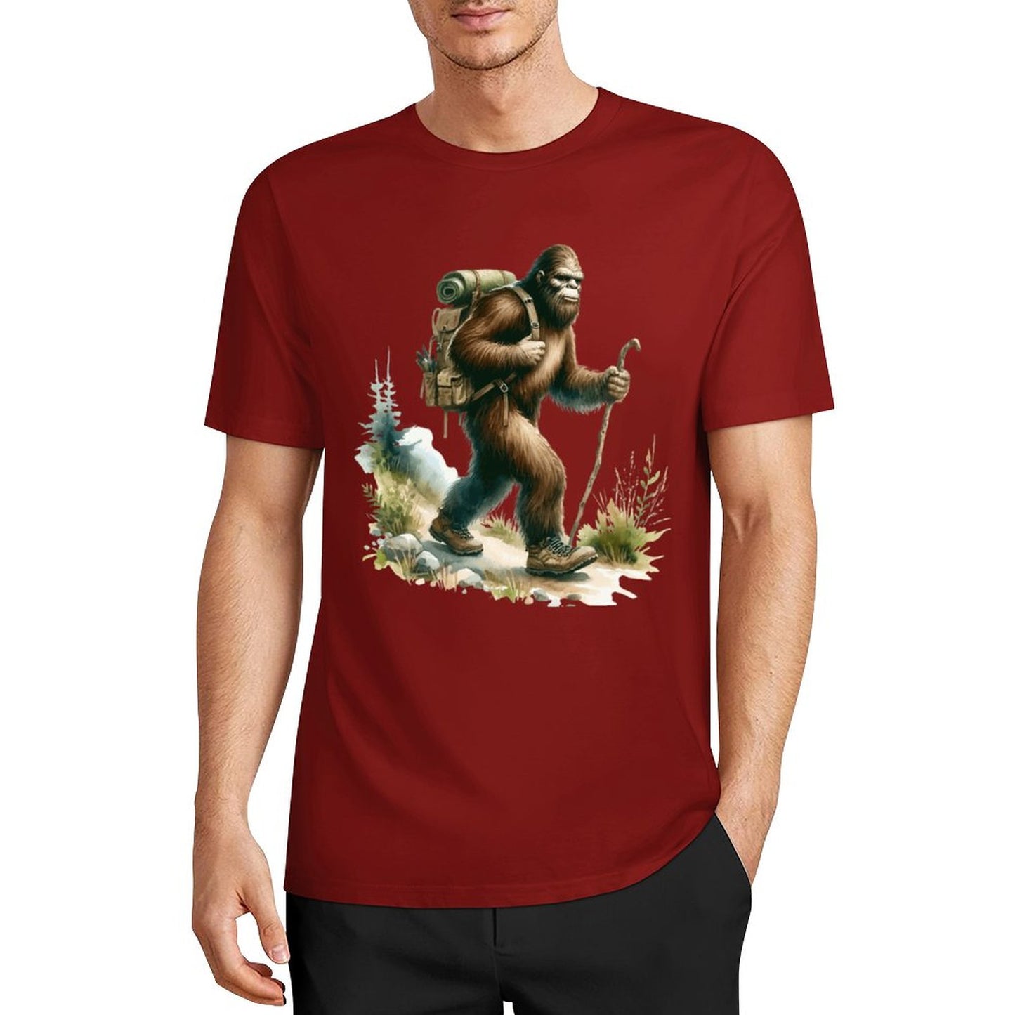 Bigfoot - Sasquatch Hiking Short Sleeve Cotton T-Shirt