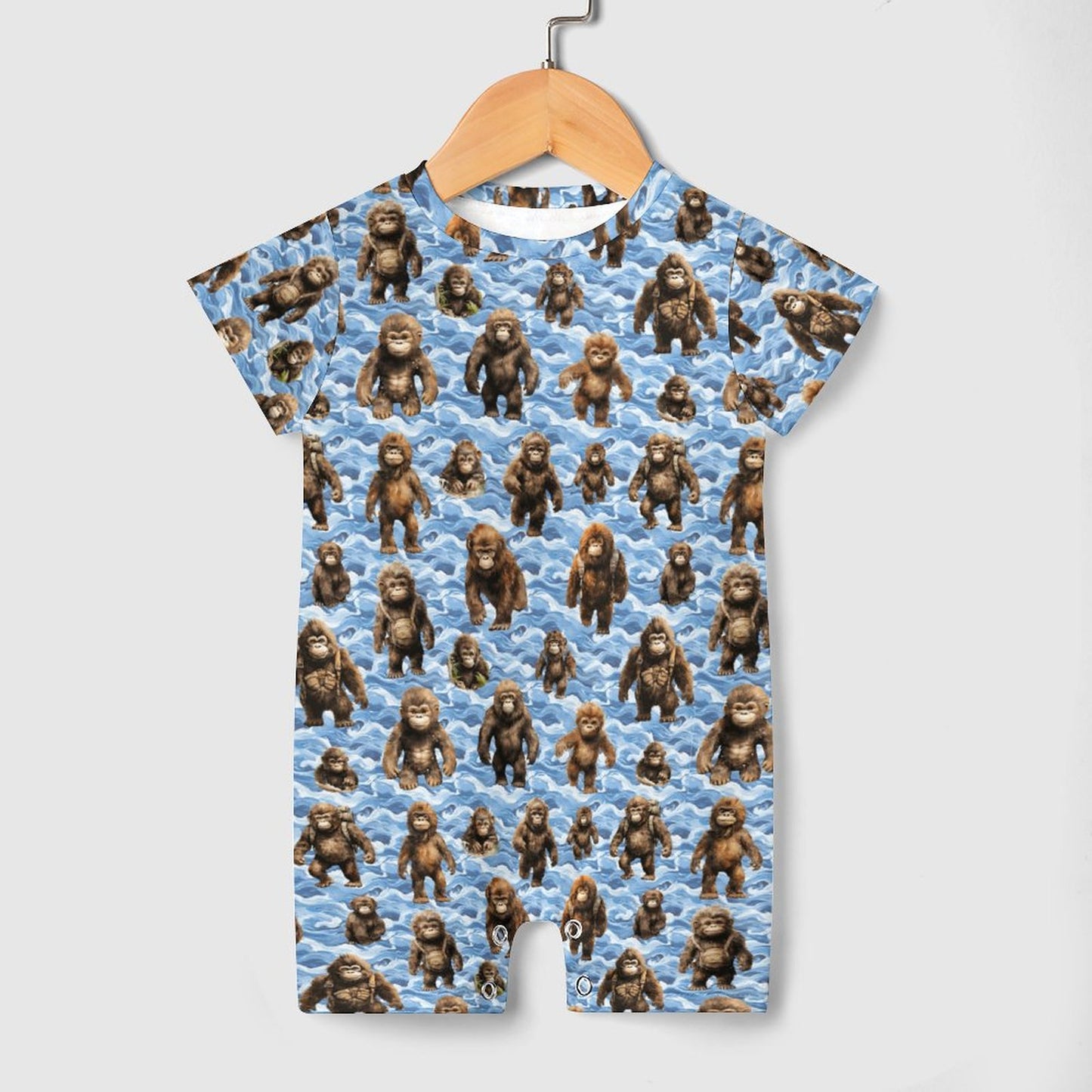 16 Bigfoot / Sasquatch Designs, Faux Cotton Short Sleeve Baby Bodysuit Romper