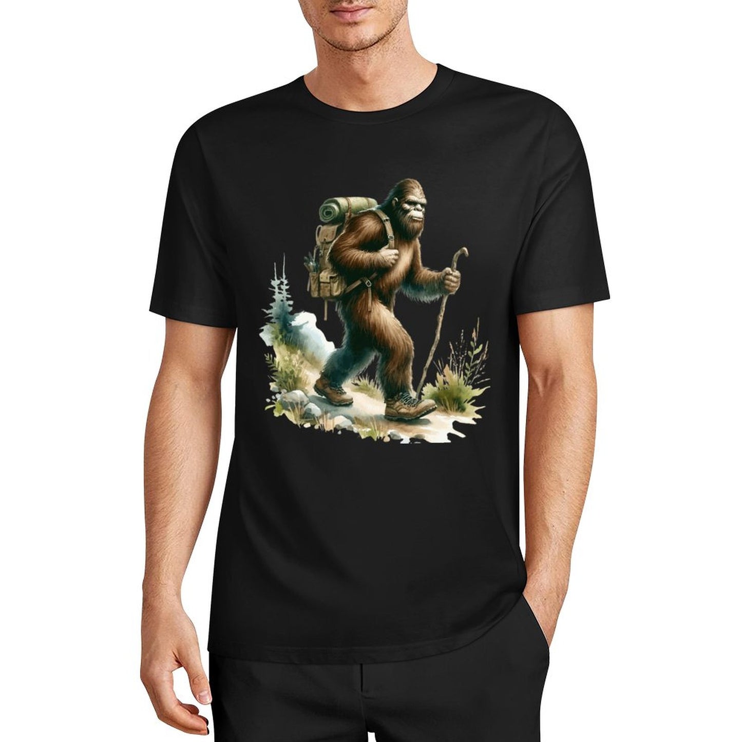 Bigfoot - Sasquatch Hiking Short Sleeve Cotton T-Shirt