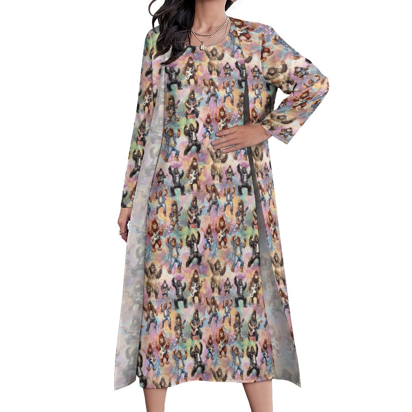 10 Bigfoot Designs, Women’s Long Dress with Cardigan