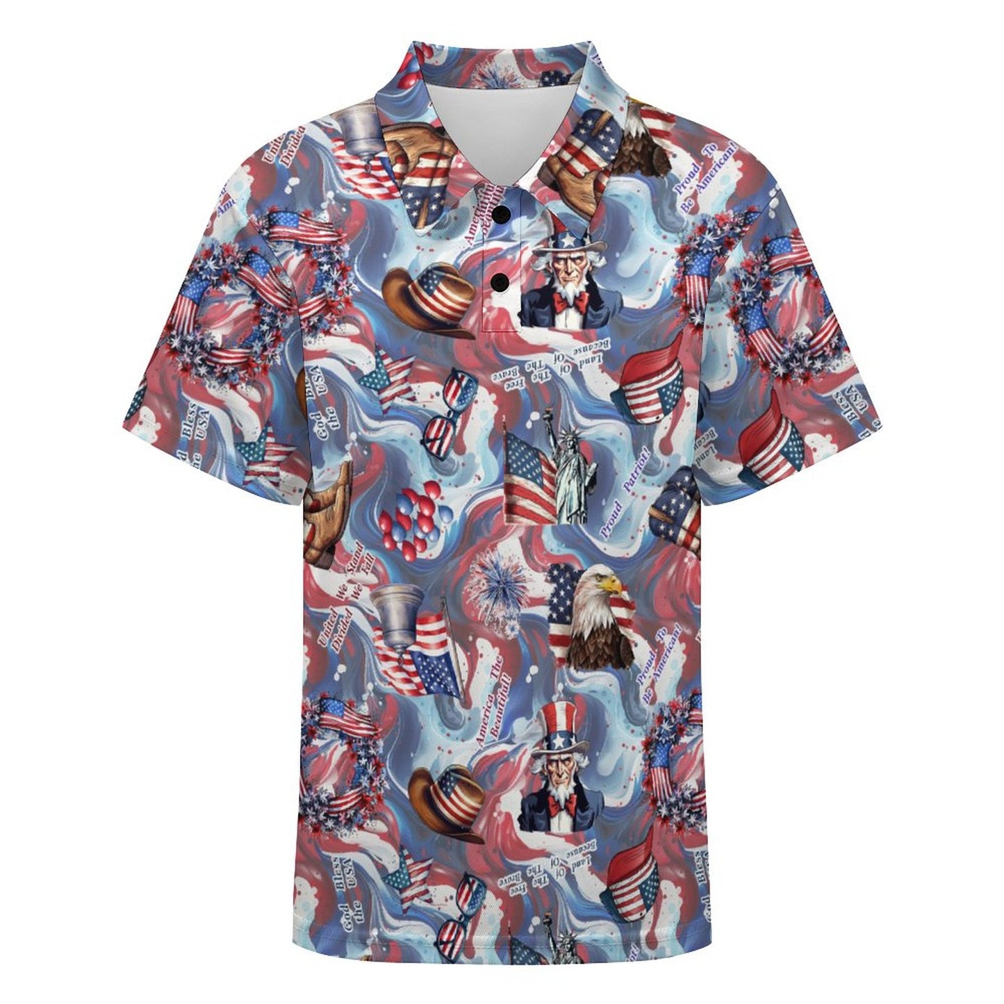 8 Patriotic Designs, Kids Button Down Polo Shirt