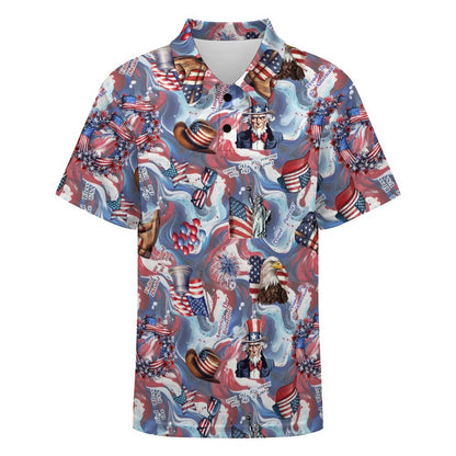 8 Patriotic Designs, Kids Button Down Polo Shirt