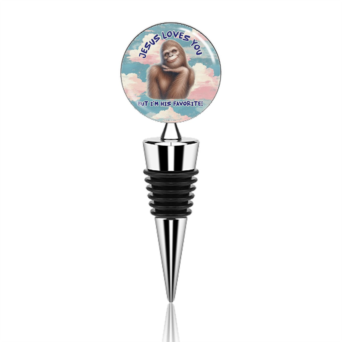 Bigfoot / Sasquatch "Jesus loves you..", Wine Bottle Stopper