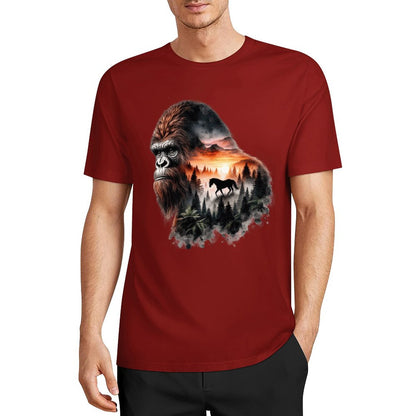 Bigfoot - Sasquatch Scenery Short Sleeve Cotton T-Shirt