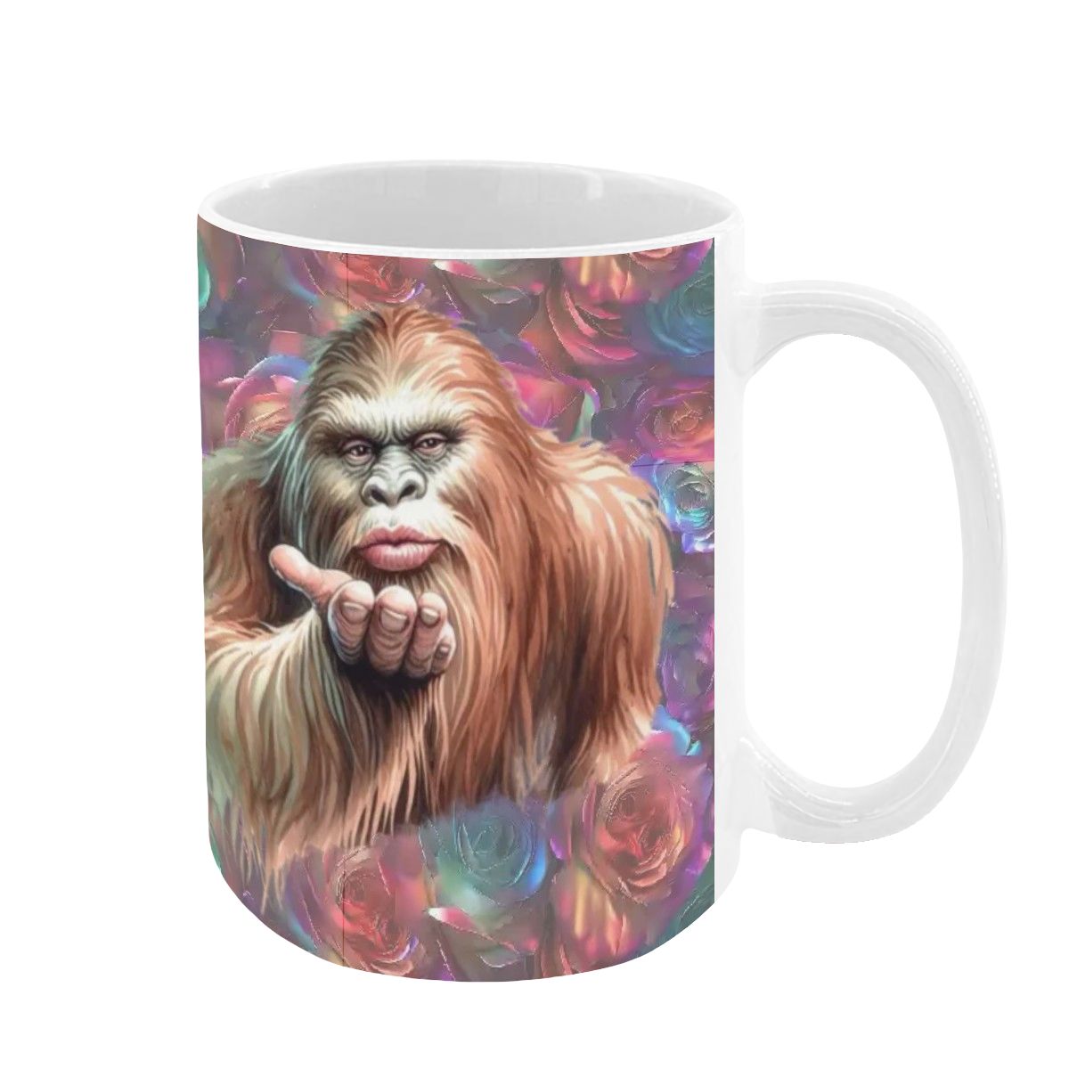Bigfoot / Sasquatch Love, Large 15 Ounce Colorful Mugs – Made In USA